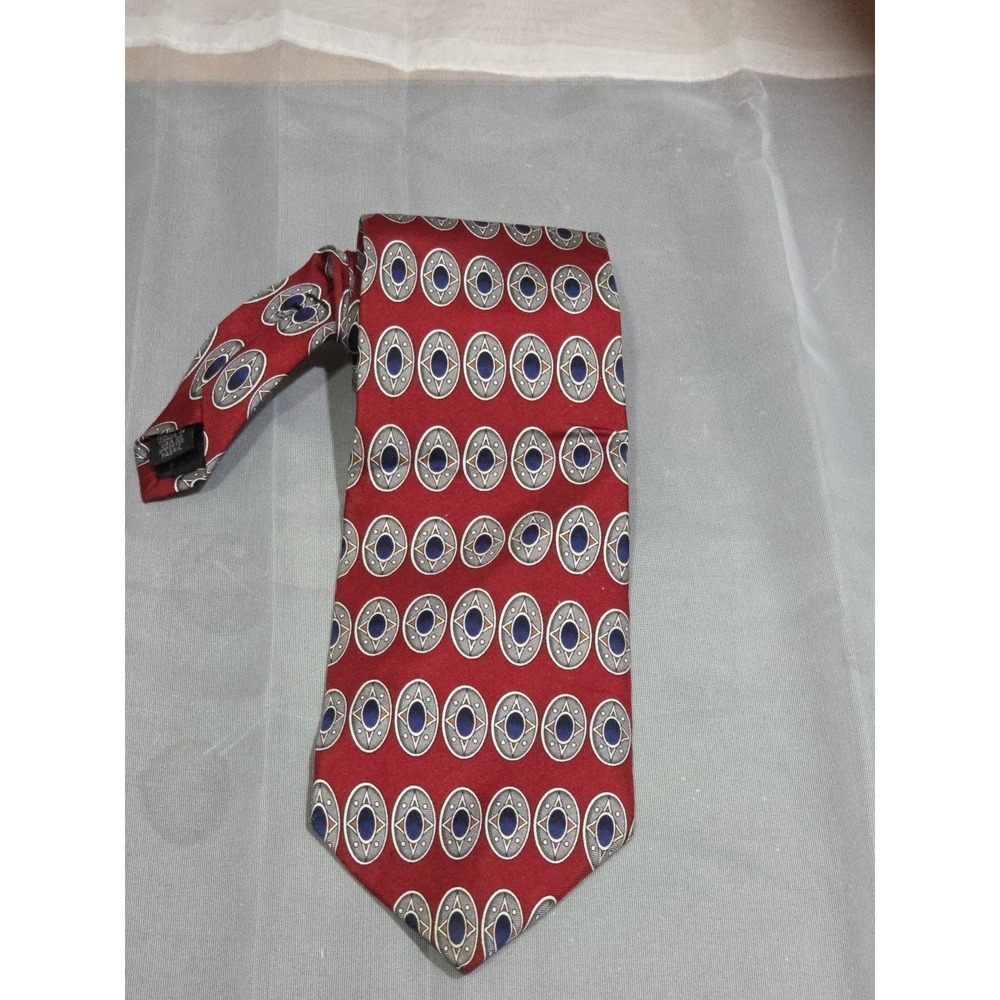 J.S.A. Bank Executive Collection 100% Silk Tie, 57"x4", Geometric Pattern, USA